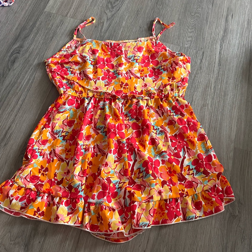 Floral Romper with Red and Yellow Flowers